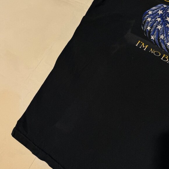 Biker Babe Im No Back Rest Motorcycle Chopper USA Patriotic Flag Black Tshirt -M - Picture 3 of 4